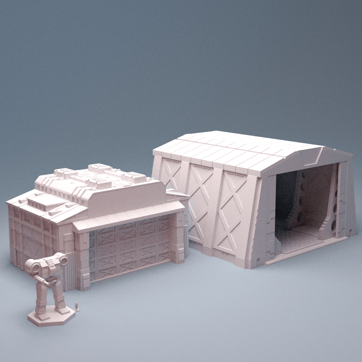 Mecha City Industrial Quarter – 6mm Sci-Fi Factory, Power Plant, Airbase &amp; Hangars Bundle - Northern Foundry