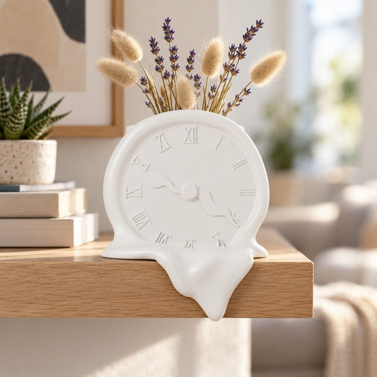Melting Clock Vase – Surreal Shelf Edge Sculpture Vase - Northern Foundry