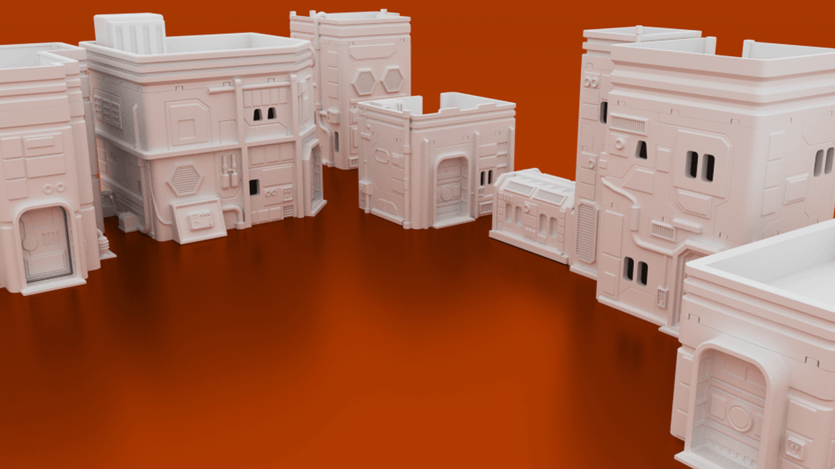MidRim City Complete Terrain Bundle – 13 Sci-Fi Buildings (28mm/34mm, Star Wars Legion) - Northern Foundry
