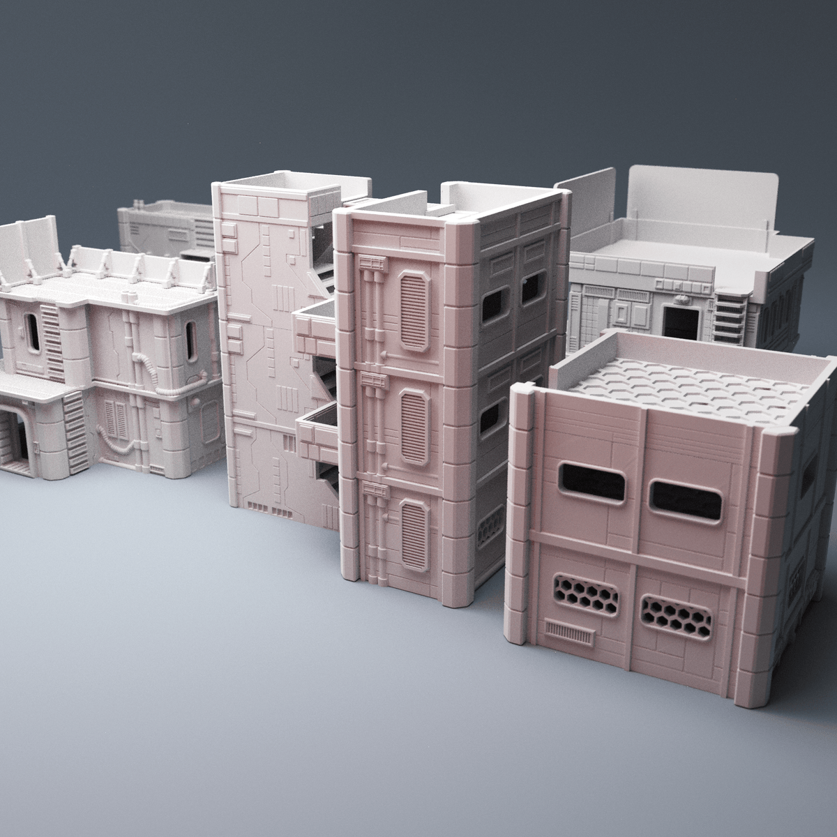 MidRim City Phase 2 Bundle – 6 Sci-Fi Buildings with Interiors (28mm/34mm) - Northern Foundry