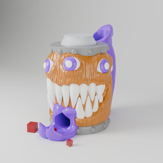 Mimic Dice Tower Can Cooler – Monster Barrel Dice Roller and Drink Holder for Game Night - Northern Foundry