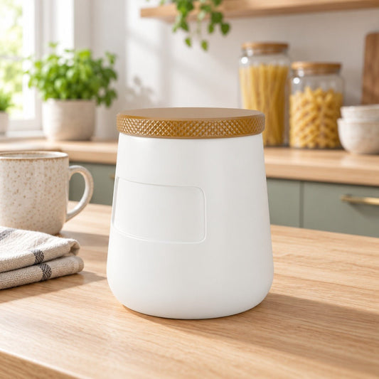 Minimal Storage Jar with Lid – Modern White Canister - Northern Foundry
