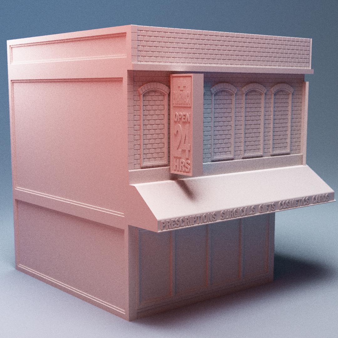 Modern City Block Terrain Set – 4 Hell's Kitchen Storefronts (28mm/32mm/40mm) - Northern Foundry