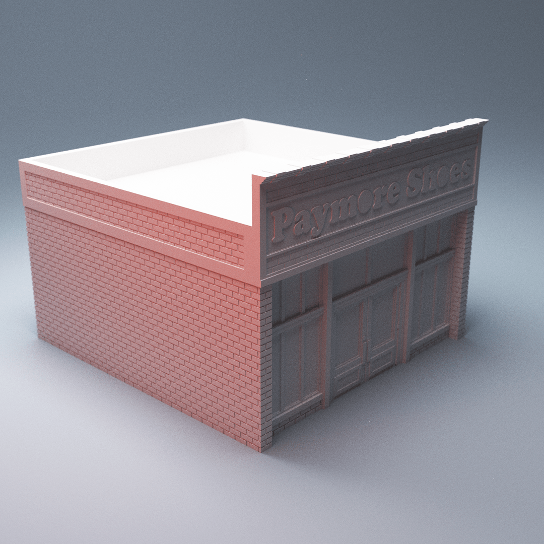 Modern Retail Store Terrain Set – 3 Storefront Buildings (28mm/32mm/40mm) - Northern Foundry