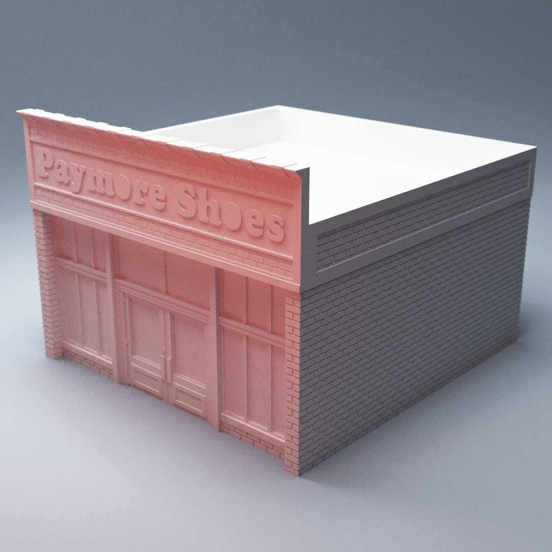 Modern Retail Store Terrain Set – 3 Storefront Buildings (28mm/32mm/40mm) - Northern Foundry