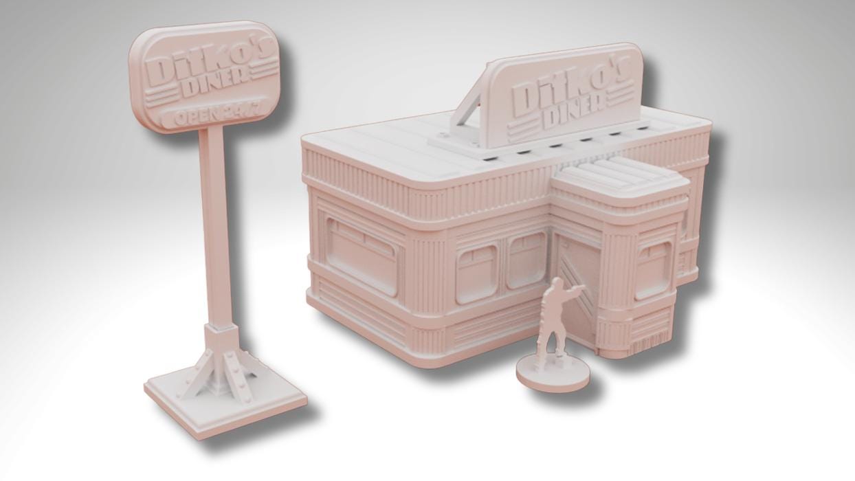 Modern Storefront Terrain Bundle – 8 Buildings + Taco Truck (28mm/32mm/40mm) - Northern Foundry