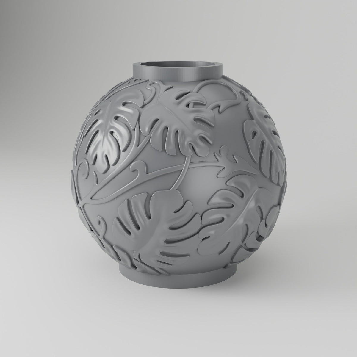 Monstera Leaf Vase – Tropical Leaf Relief Round Vase - Northern Foundry