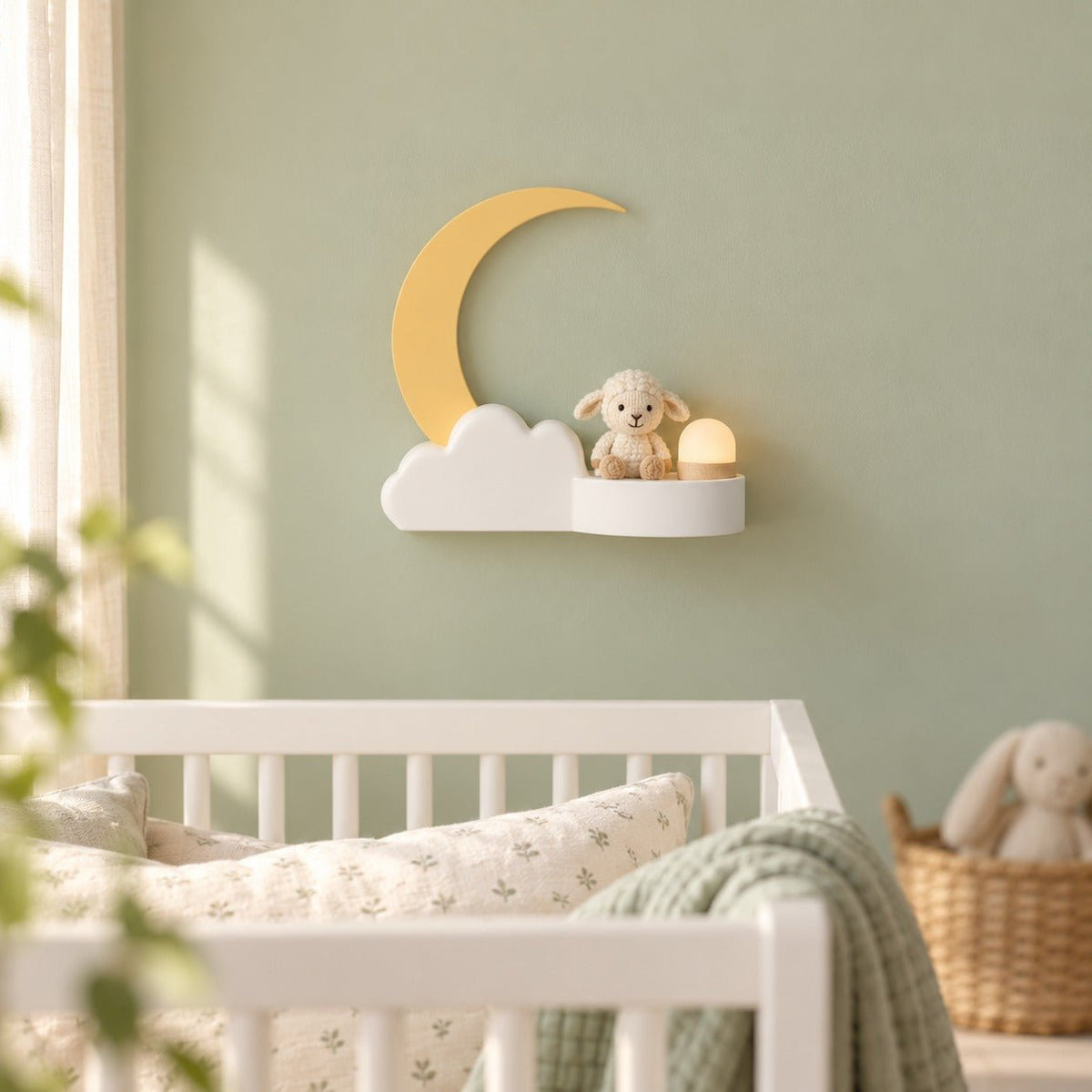 Moon and Cloud Wall Shelf – Nursery & Kids Room Floating Shelf - Northern Foundry
