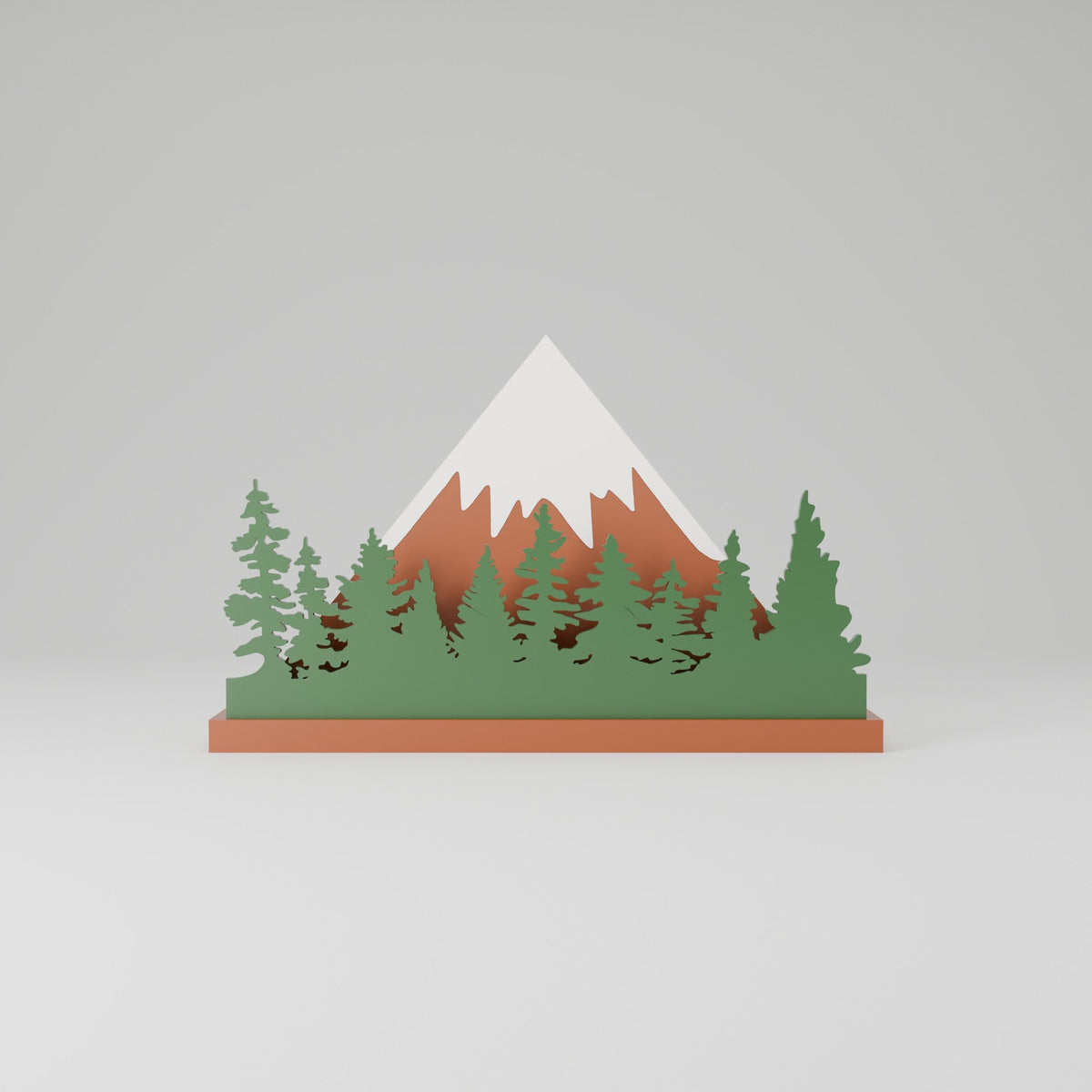 Mountain Forest Statue – Layered Snowy Peak & Pine Tree Winter Scene Decor - Northern Foundry