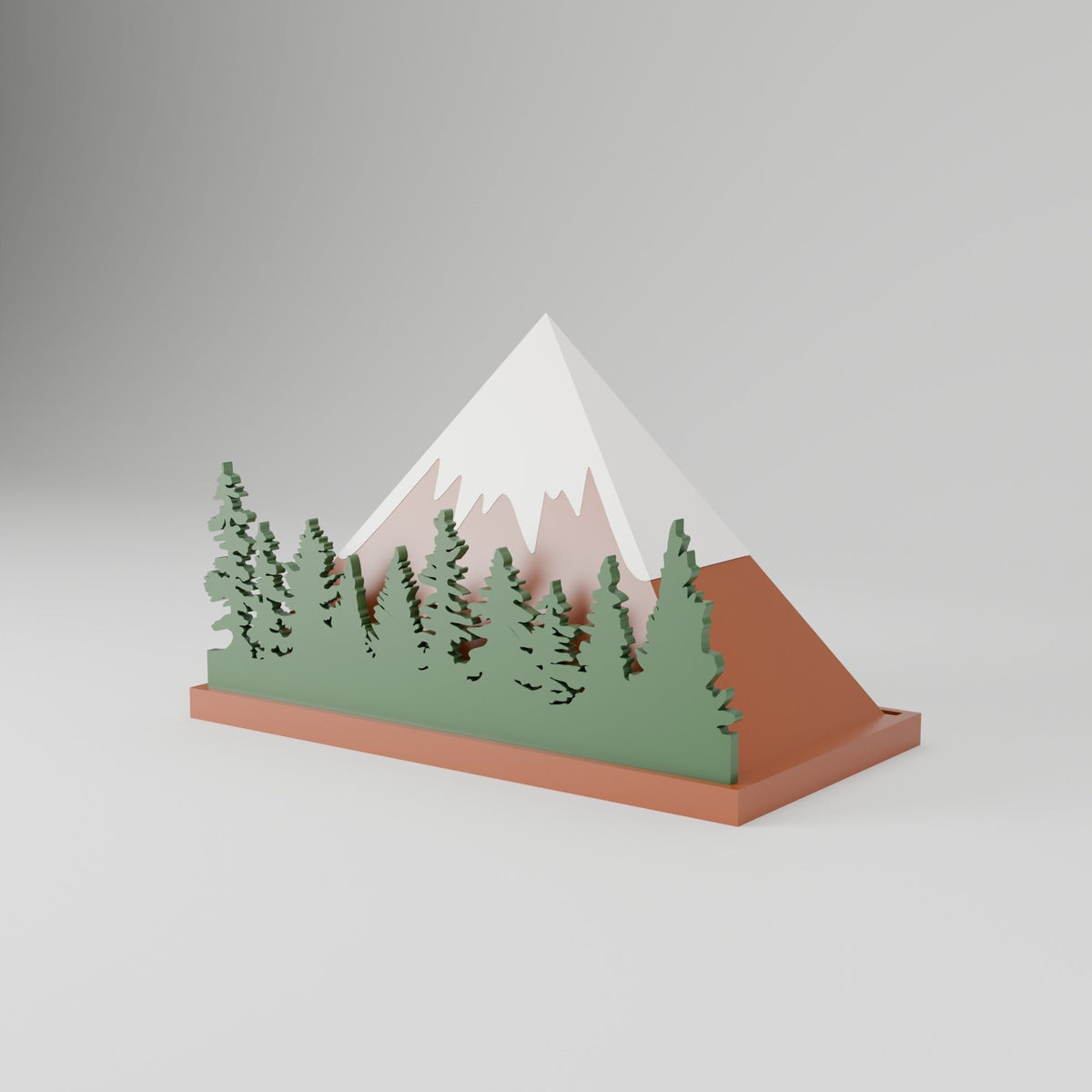 Mountain Forest Statue – Layered Snowy Peak & Pine Tree Winter Scene Decor - Northern Foundry