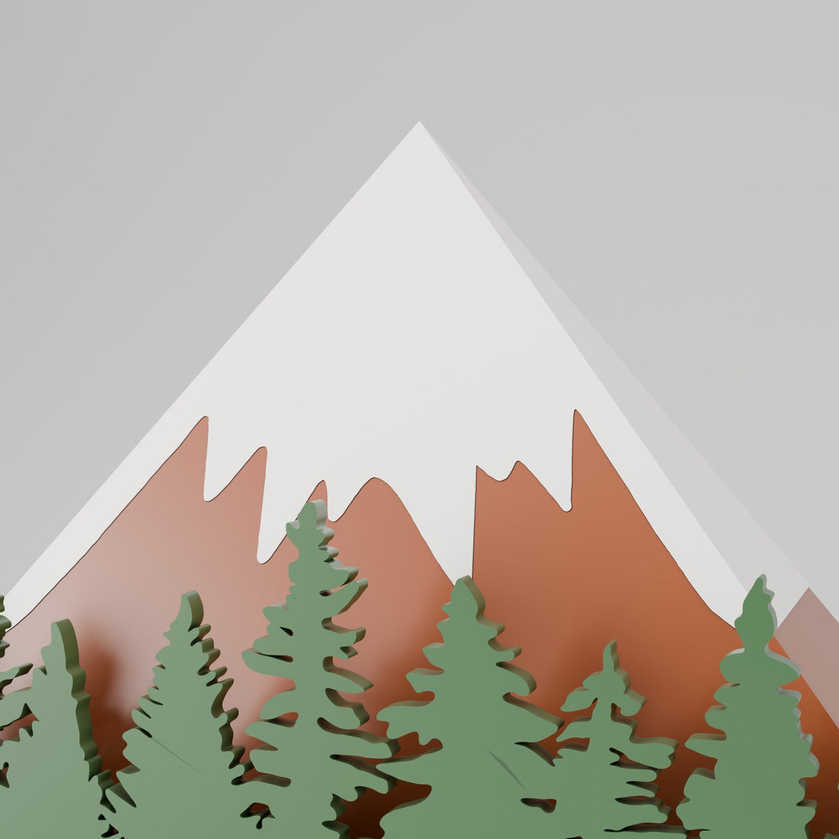Mountain Forest Statue – Layered Snowy Peak & Pine Tree Winter Scene Decor - Northern Foundry
