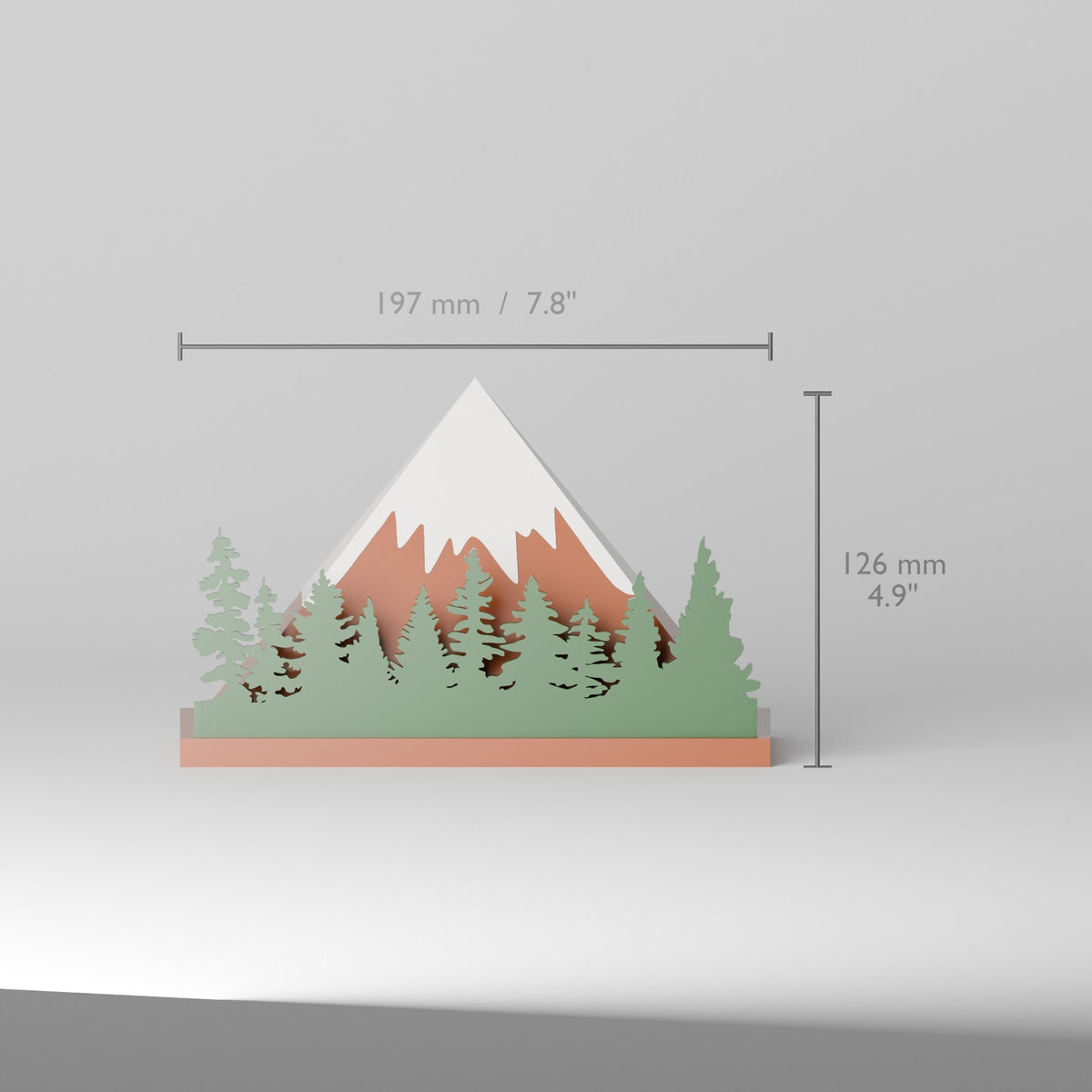 Mountain Forest Statue – Layered Snowy Peak & Pine Tree Winter Scene Decor - Northern Foundry