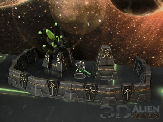 Necrontyr Walls & Defenses Bundle – Alien Fortification Terrain (28mm/32mm/40mm) - Northern Foundry