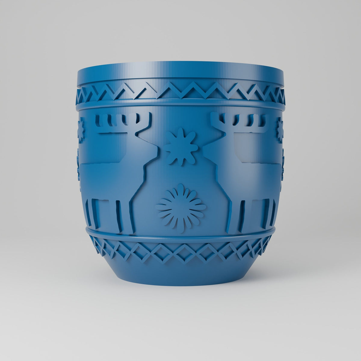 Nordic Reindeer Vase – Scandinavian Winter Pot with Reindeer & Snowflakes - Northern Foundry