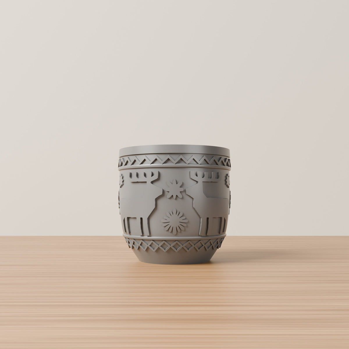 Nordic Reindeer Vase – Scandinavian Winter Pot with Reindeer & Snowflakes - Northern Foundry