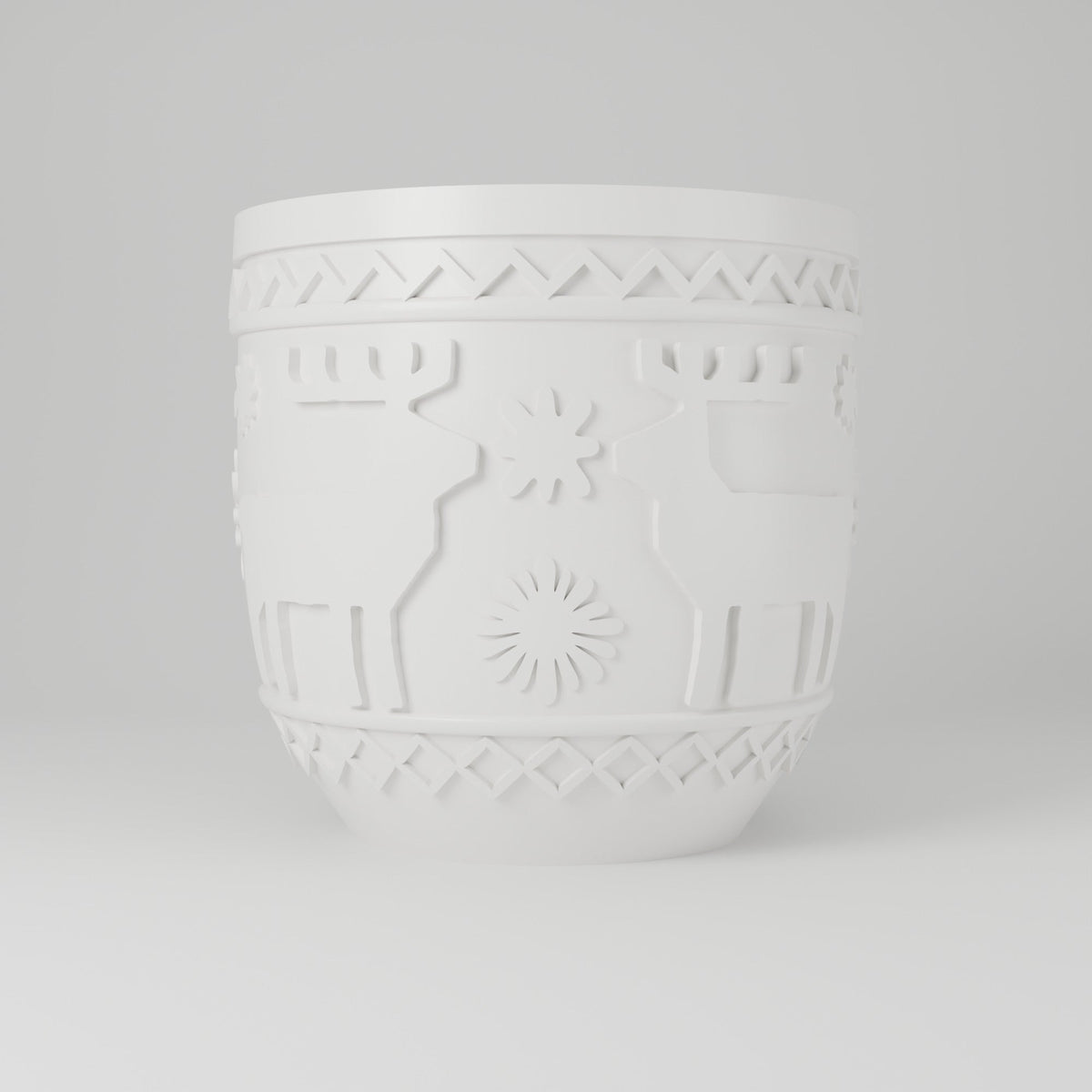 Nordic Reindeer Vase – Scandinavian Winter Pot with Reindeer & Snowflakes - Northern Foundry