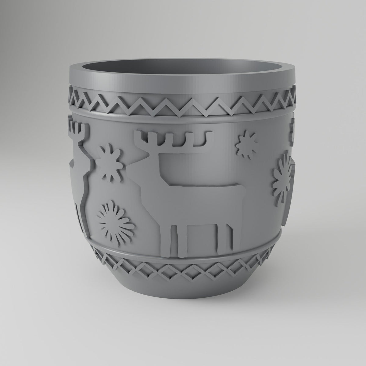 Nordic Reindeer Vase – Scandinavian Winter Pot with Reindeer & Snowflakes - Northern Foundry