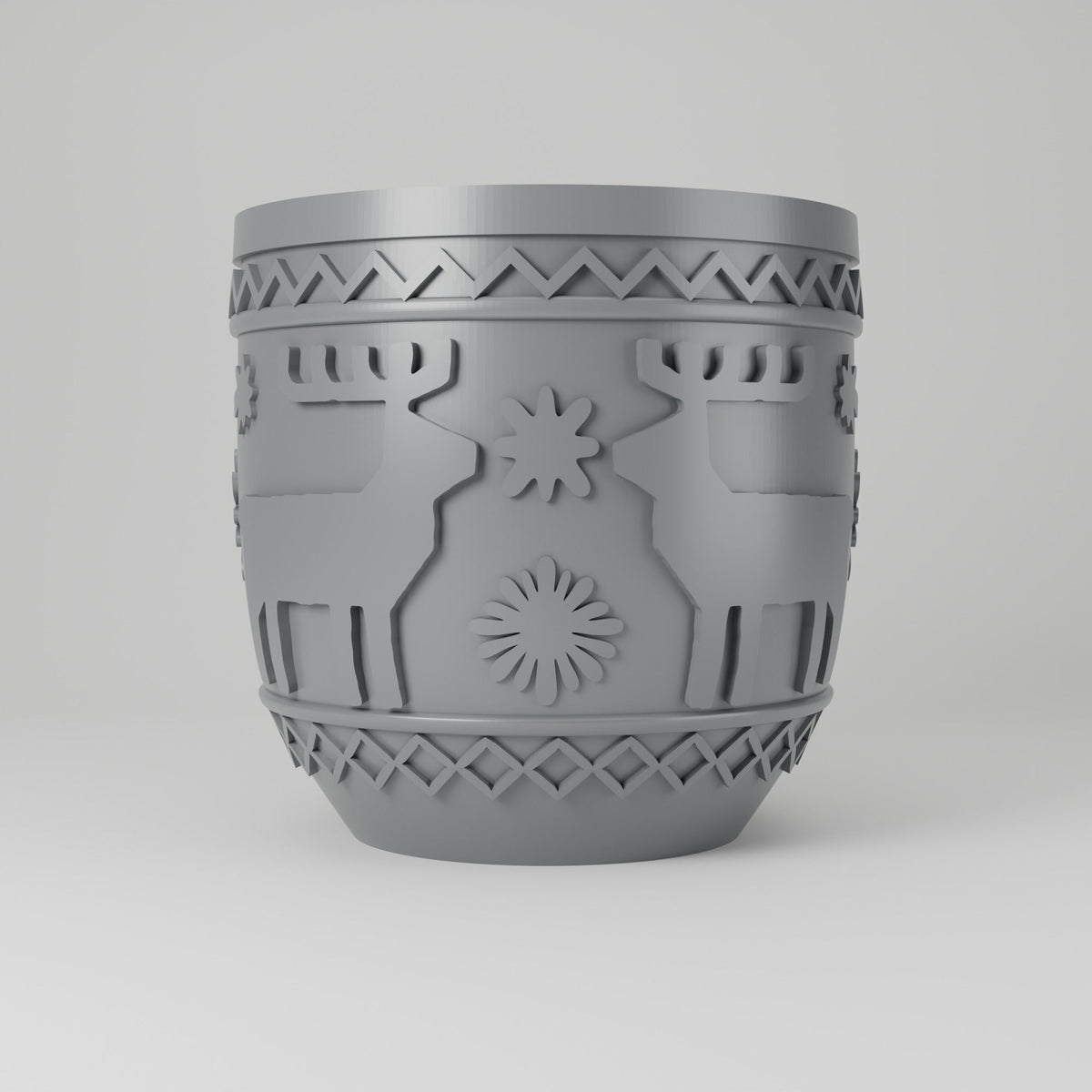 Nordic Reindeer Vase – Scandinavian Winter Pot with Reindeer & Snowflakes - Northern Foundry