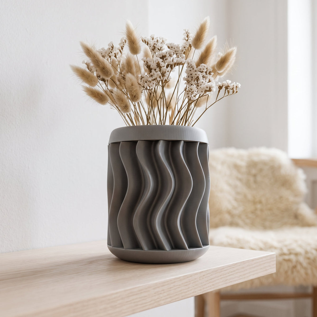 Nordic Wave Wavy Ribbed Vase – Modern Sculptural Vase - Northern Foundry