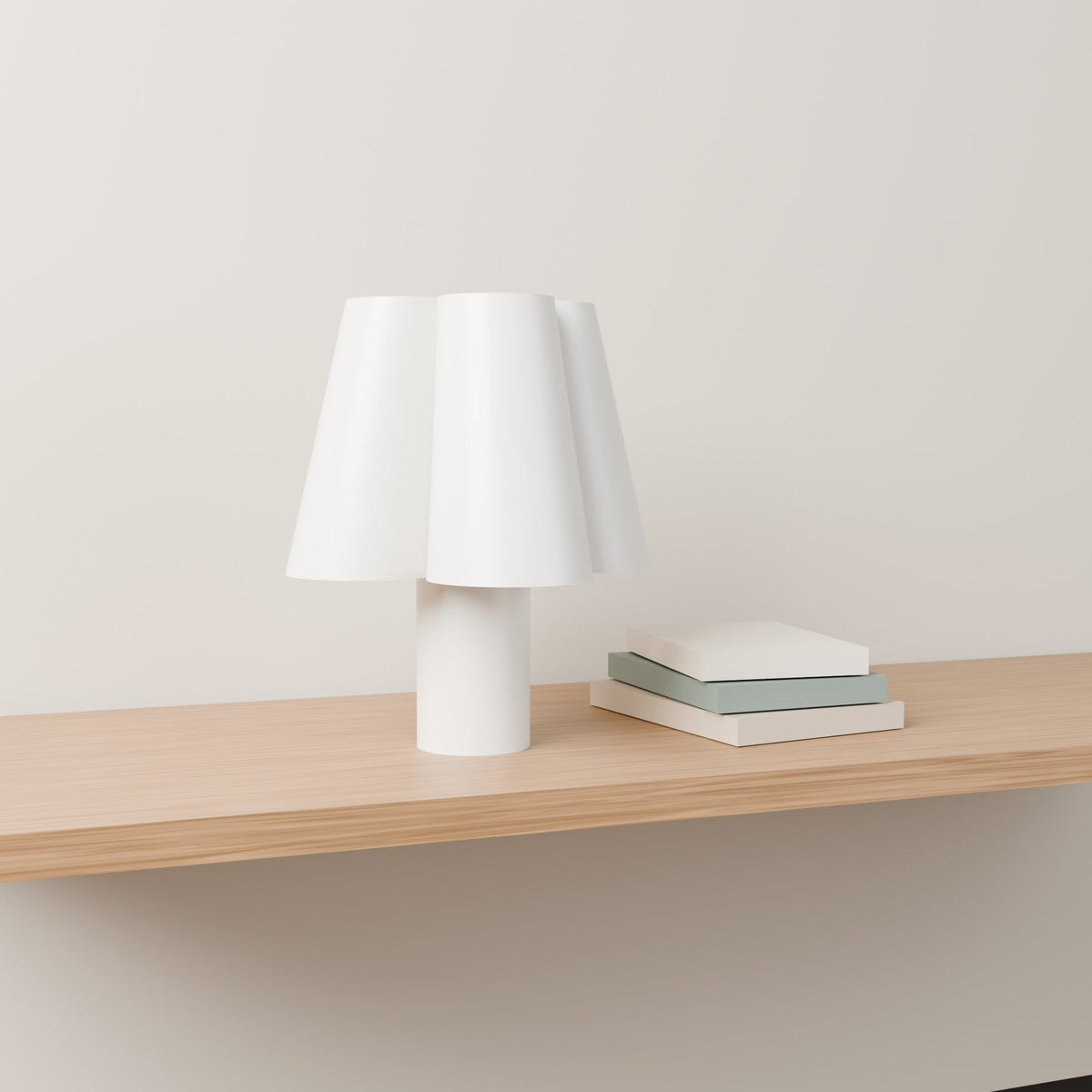 Norwyn Scalloped Table Lamp – 3D Printed Modern Bedside Lamp (White) - Northern Foundry