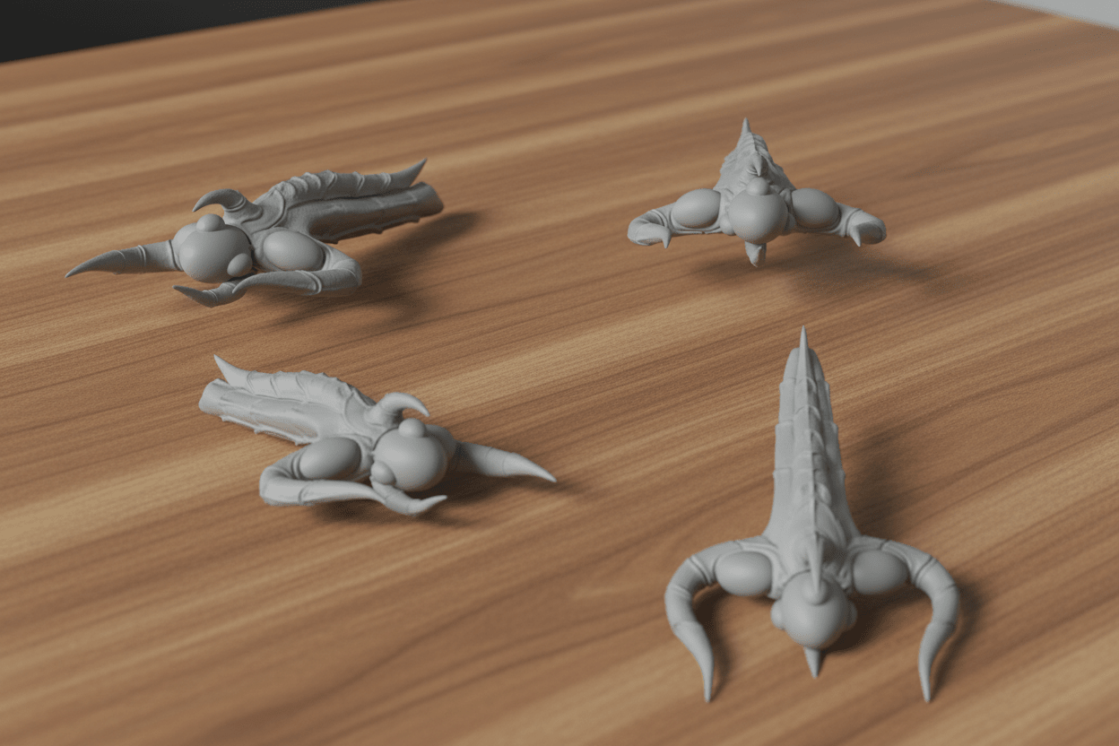 Oq'Uiar Rift Armada | Asymmetrical Alien Spaceships | "The Many" Sci - Fi Fleet | 1:128 Scale Miniatures | 8 Unit Bundle - Northern Foundry