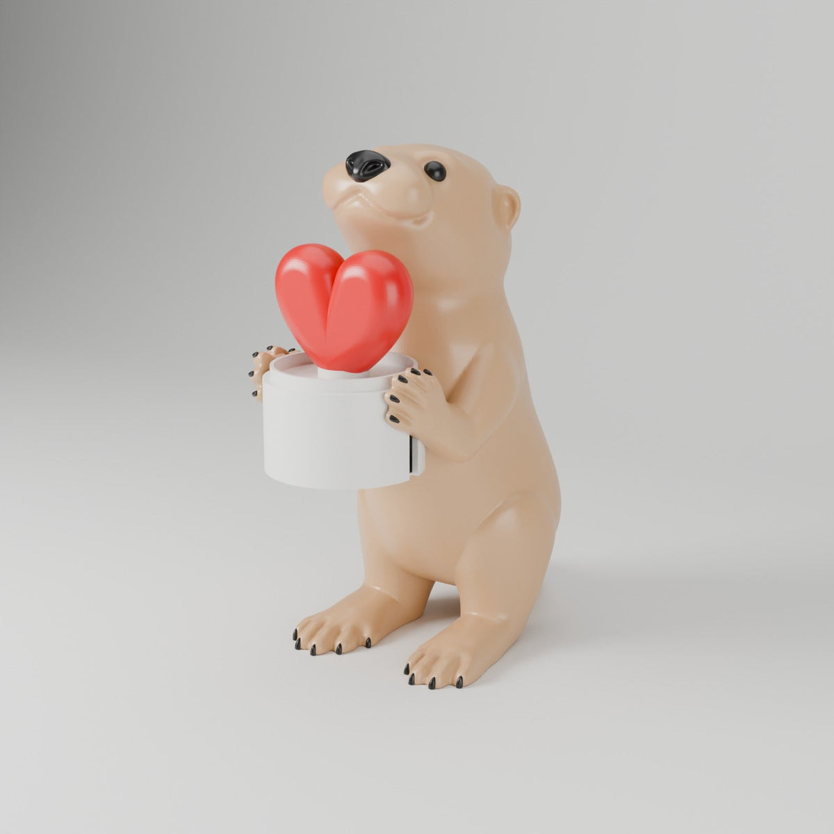 Otter with Heart Tealight Holder – Cute Otter Love Gift & LED Candle Holder - Northern Foundry