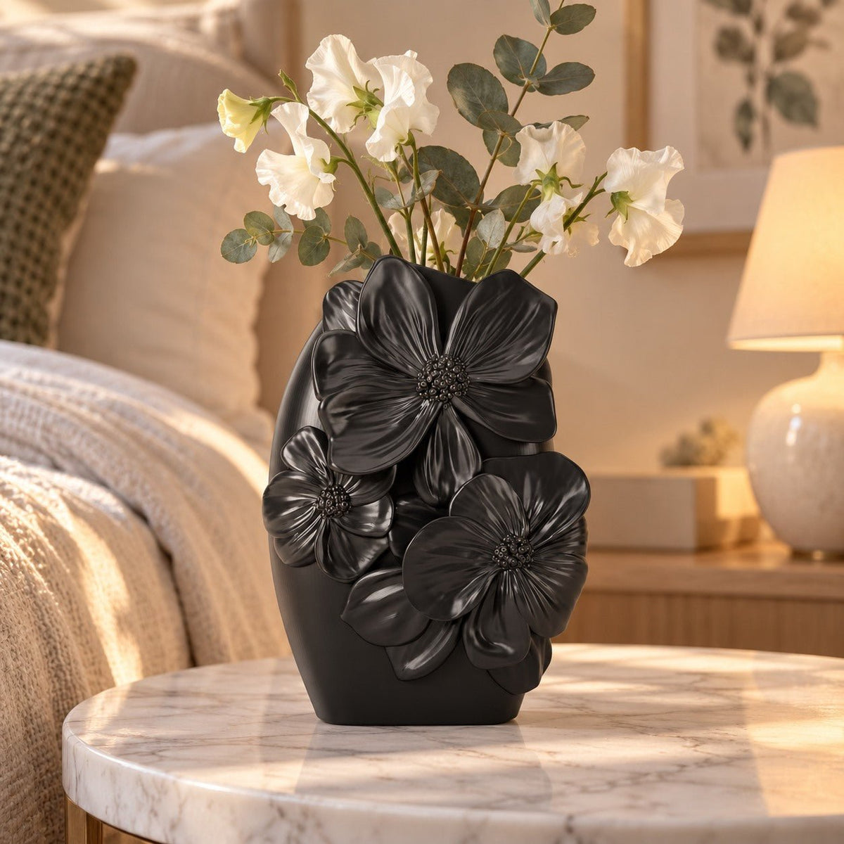 Petal Relief Vase – Sculpted Blossom Pebble Vase - Northern Foundry