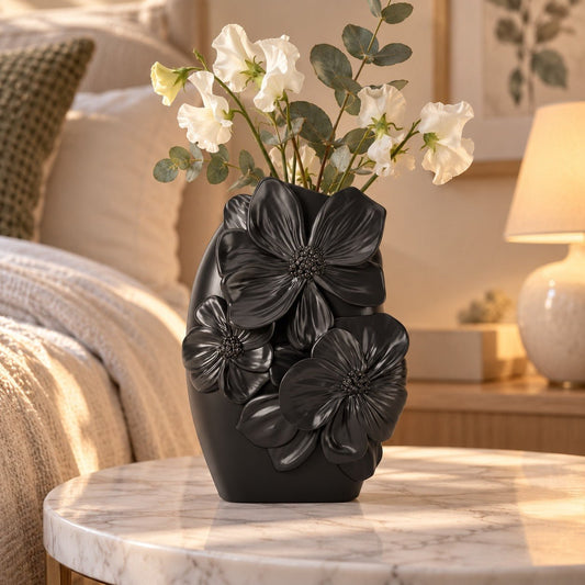 Petal Relief Vase – Sculpted Blossom Pebble Vase - Northern Foundry