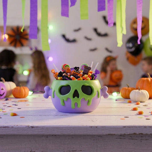 Poison Skull Candy Bowl – Purple & Green Halloween Treat Dish - Northern Foundry
