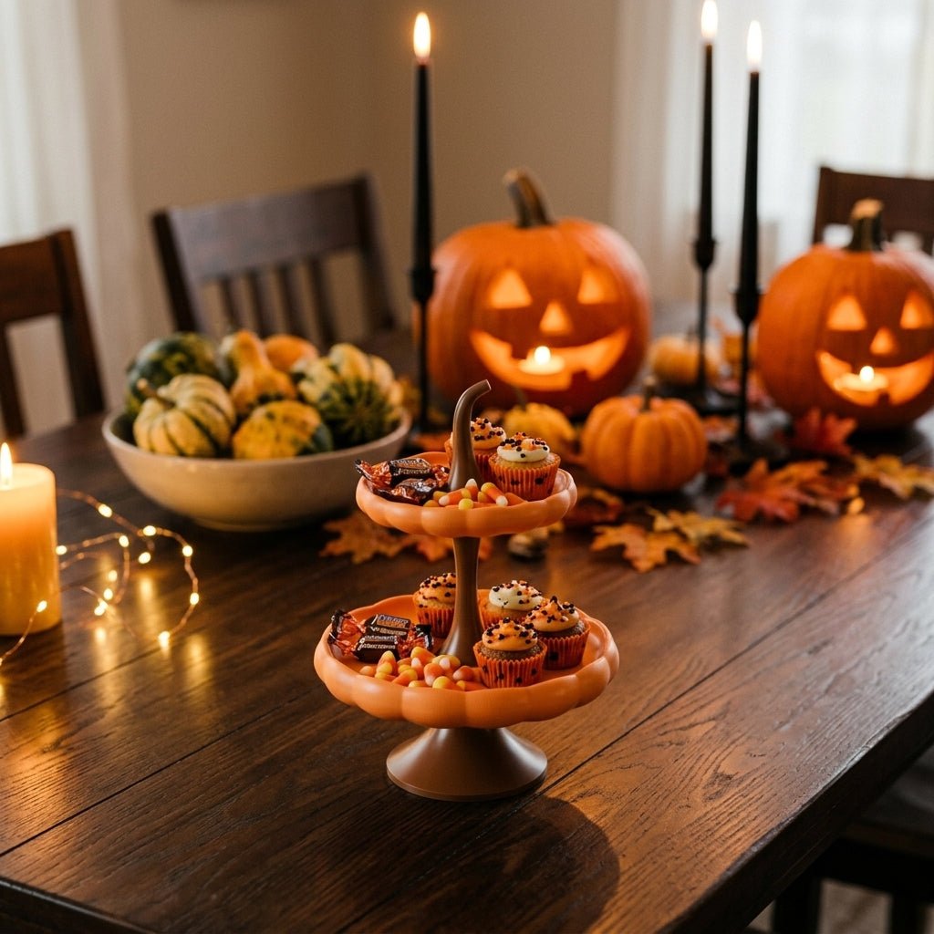 Pumpkin Two-Tier Tray – Halloween Treat Stand & Fall Display - Northern Foundry