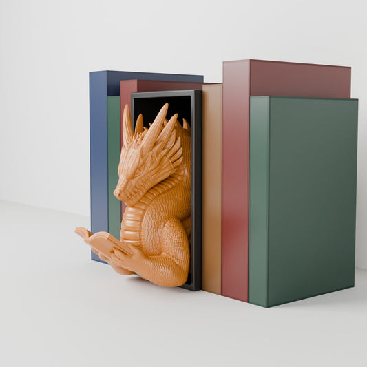 Reading Dragon Book Nook – Dragon Reading a Book in a Bookshelf Insert - Northern Foundry