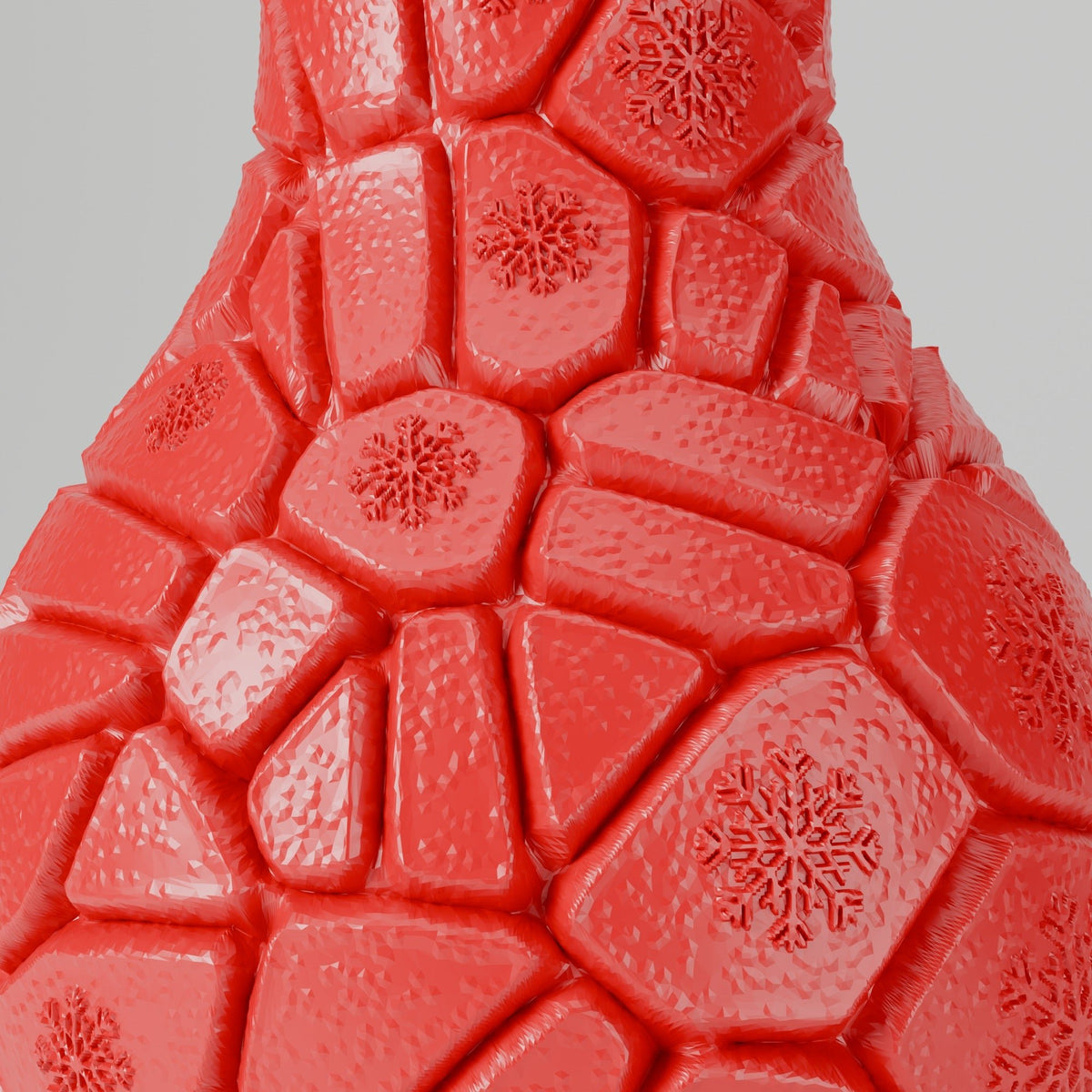 Red Winter Mosaic Vase – Christmas Vase with Snowflake Tile Texture - Northern Foundry