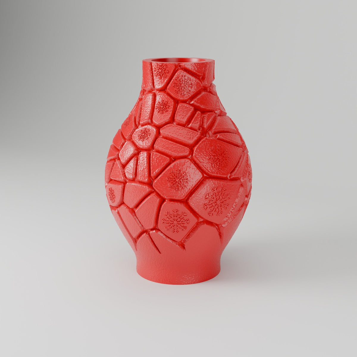 Red Winter Mosaic Vase – Christmas Vase with Snowflake Tile Texture - Northern Foundry