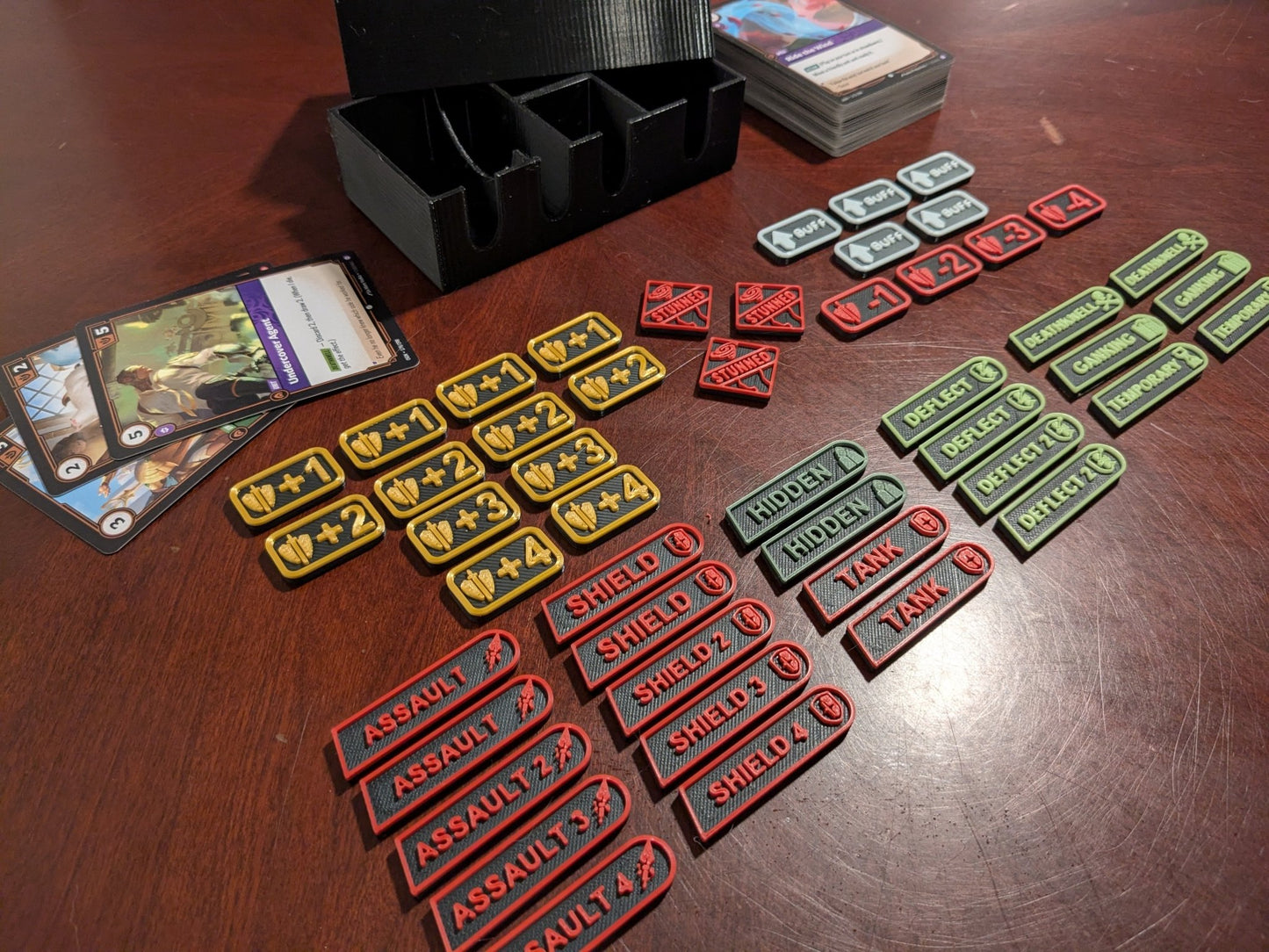 RIFTBOUND TCG-Compatible 48 Token Set (Unofficial) — Stun, Buff, Keywords, & Damage Modifiers w/ Case