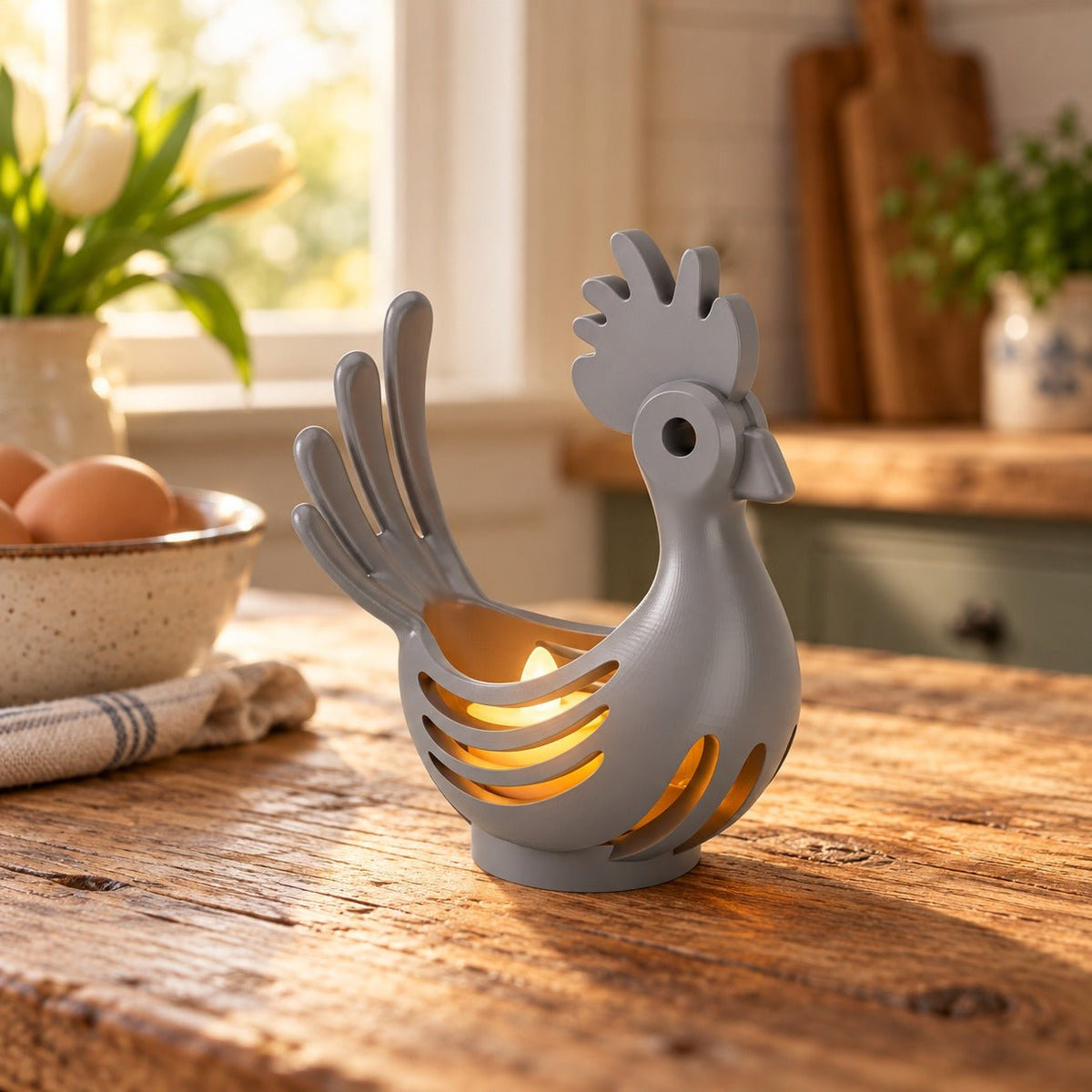 Rooster Tealight Holder – Farmhouse LED Candle Holder - Northern Foundry