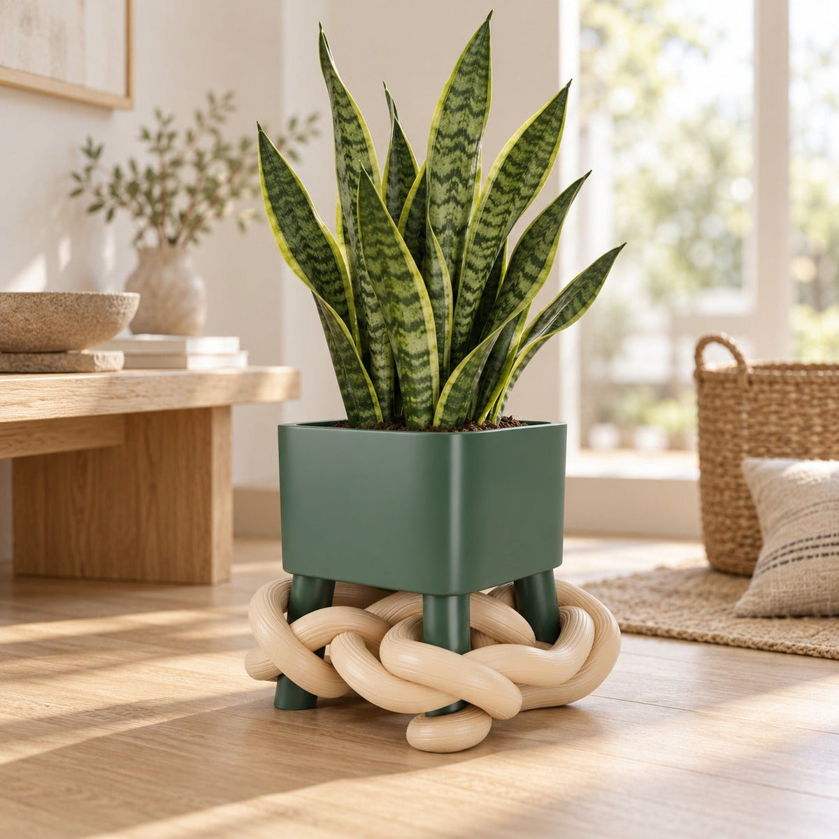 Rooted Geometry Planter – Square Pot on Knotted Roots - Northern Foundry