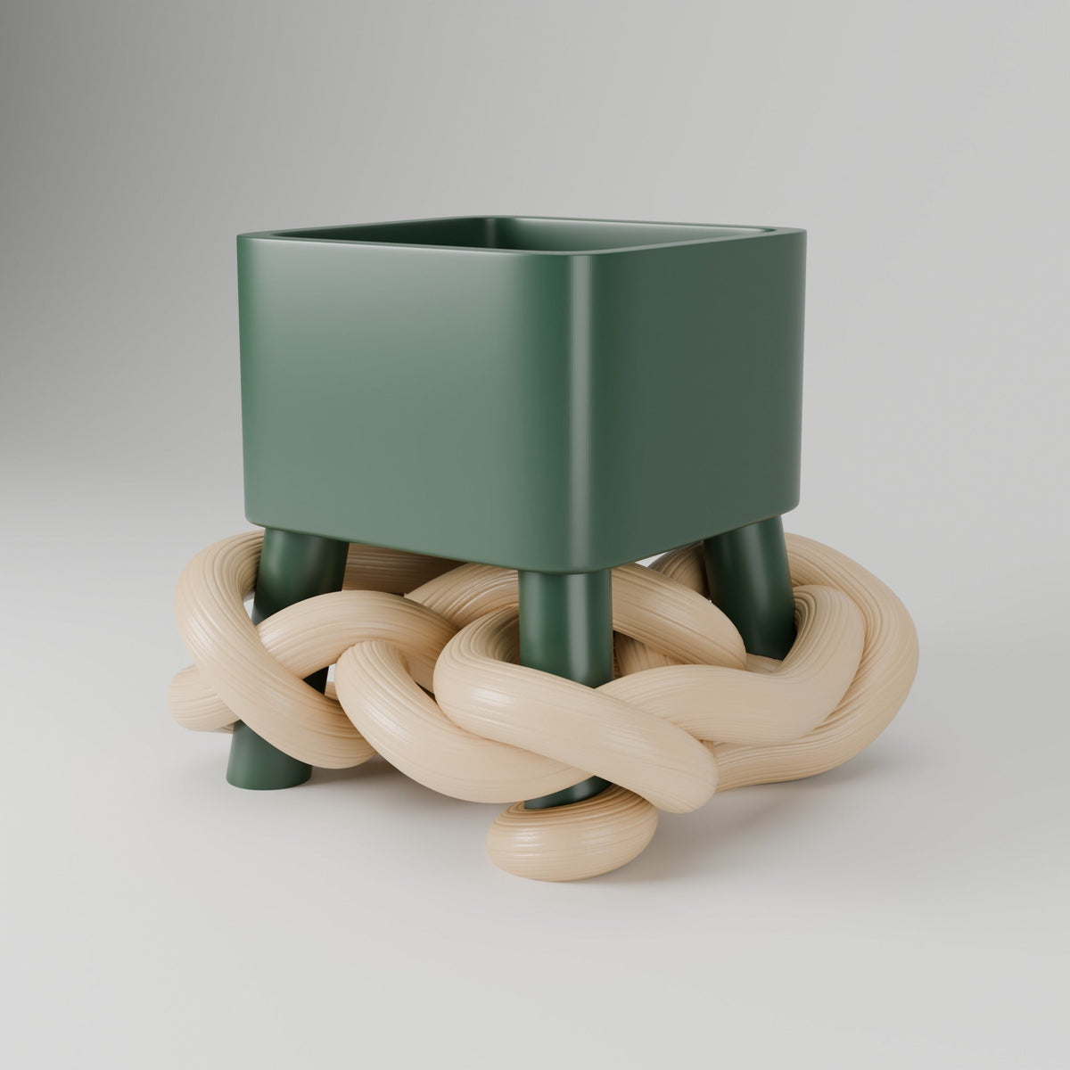 Rooted Geometry Planter – Square Pot on Knotted Roots - Northern Foundry
