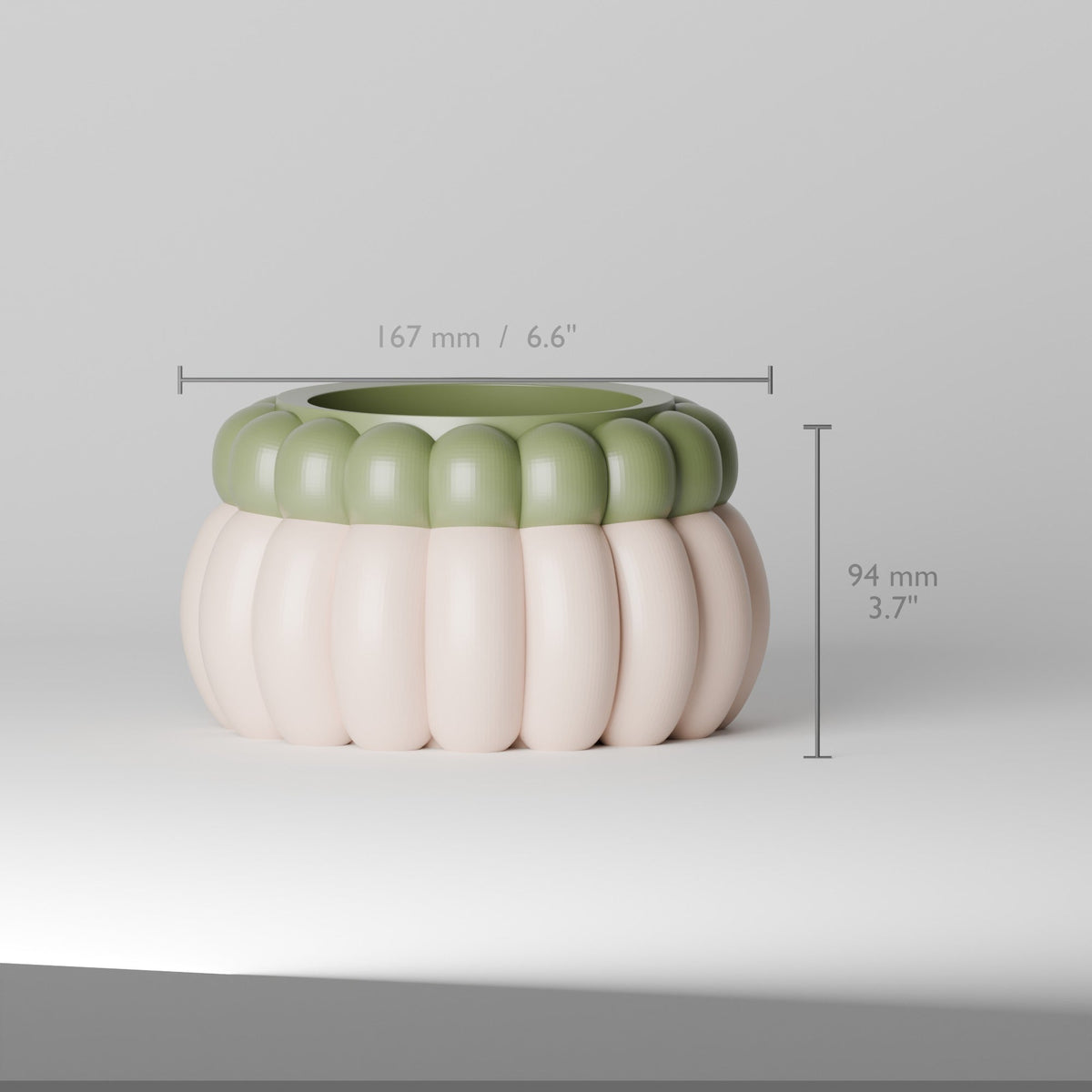 Rounded Sculptural Flower Pot – Puffy Ribbed Planter - Northern Foundry