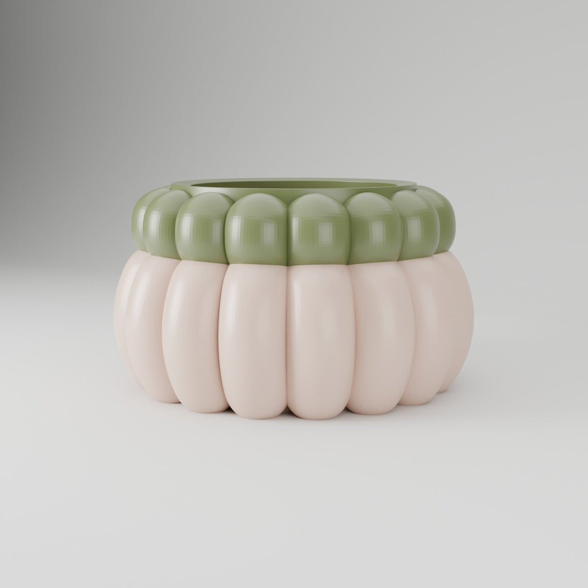 Rounded Sculptural Flower Pot – Puffy Ribbed Planter - Northern Foundry