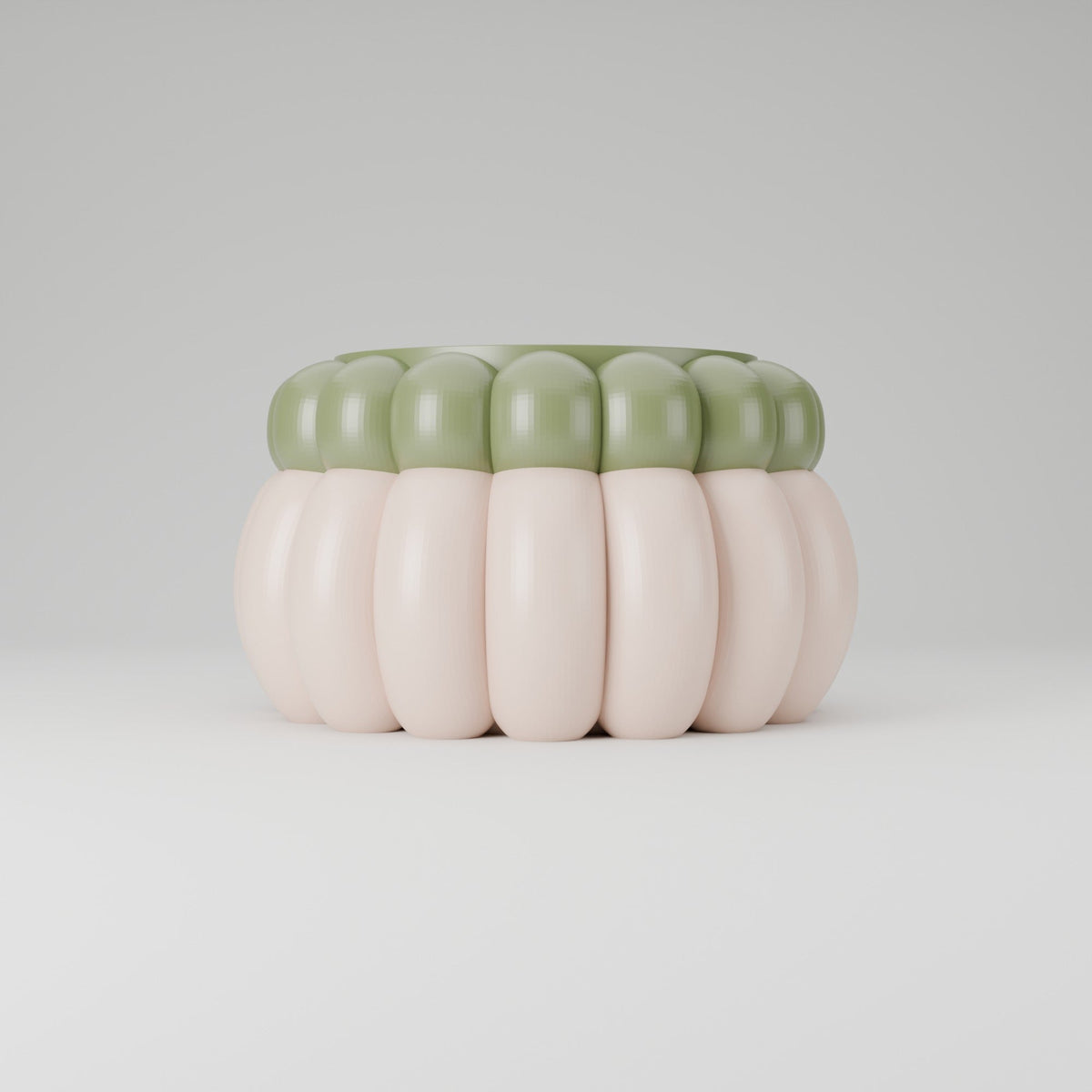 Rounded Sculptural Flower Pot – Puffy Ribbed Planter - Northern Foundry