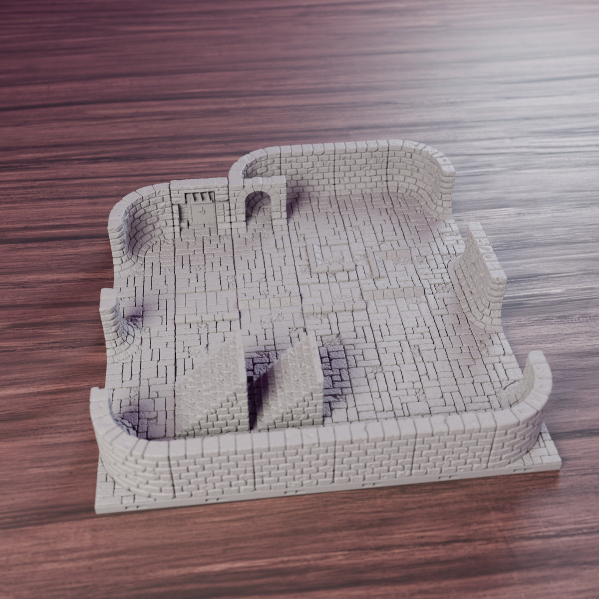 Ruined Sewer Chamber 8x8", assembled set on a wooden table