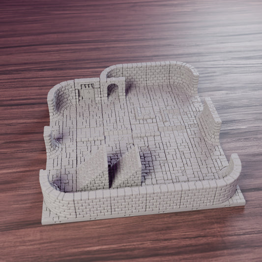 Ruined Sewer Chamber 8x8", assembled set on a wooden table