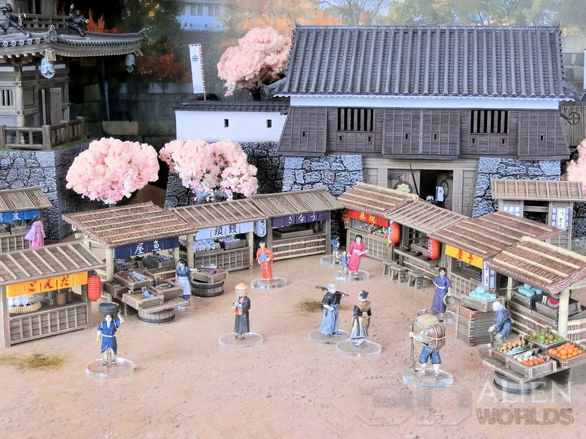 Samurai Market Stalls Set – Feudal Japan Street Market (28mm/32mm/40mm) - Northern Foundry