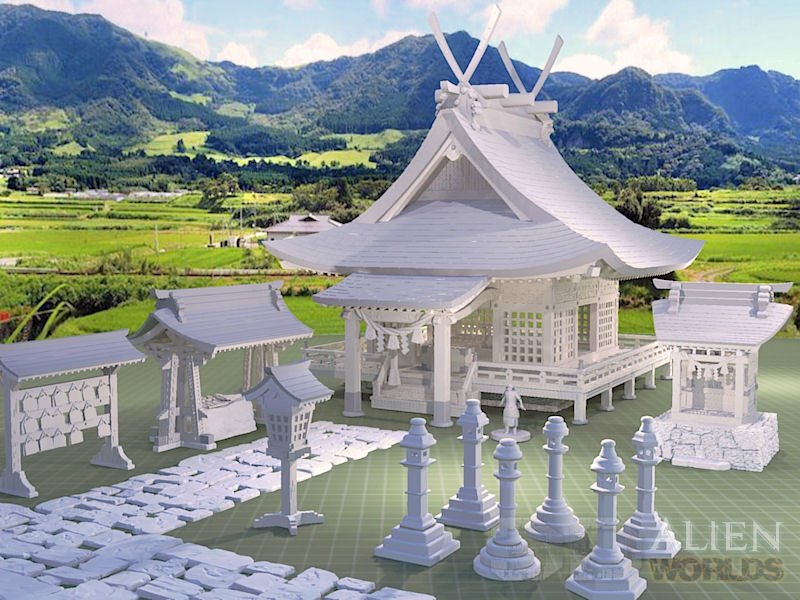 Samurai Shrine Set – Feudal Japan Shinto Shrine Terrain (28mm/32mm/40mm) - Northern Foundry