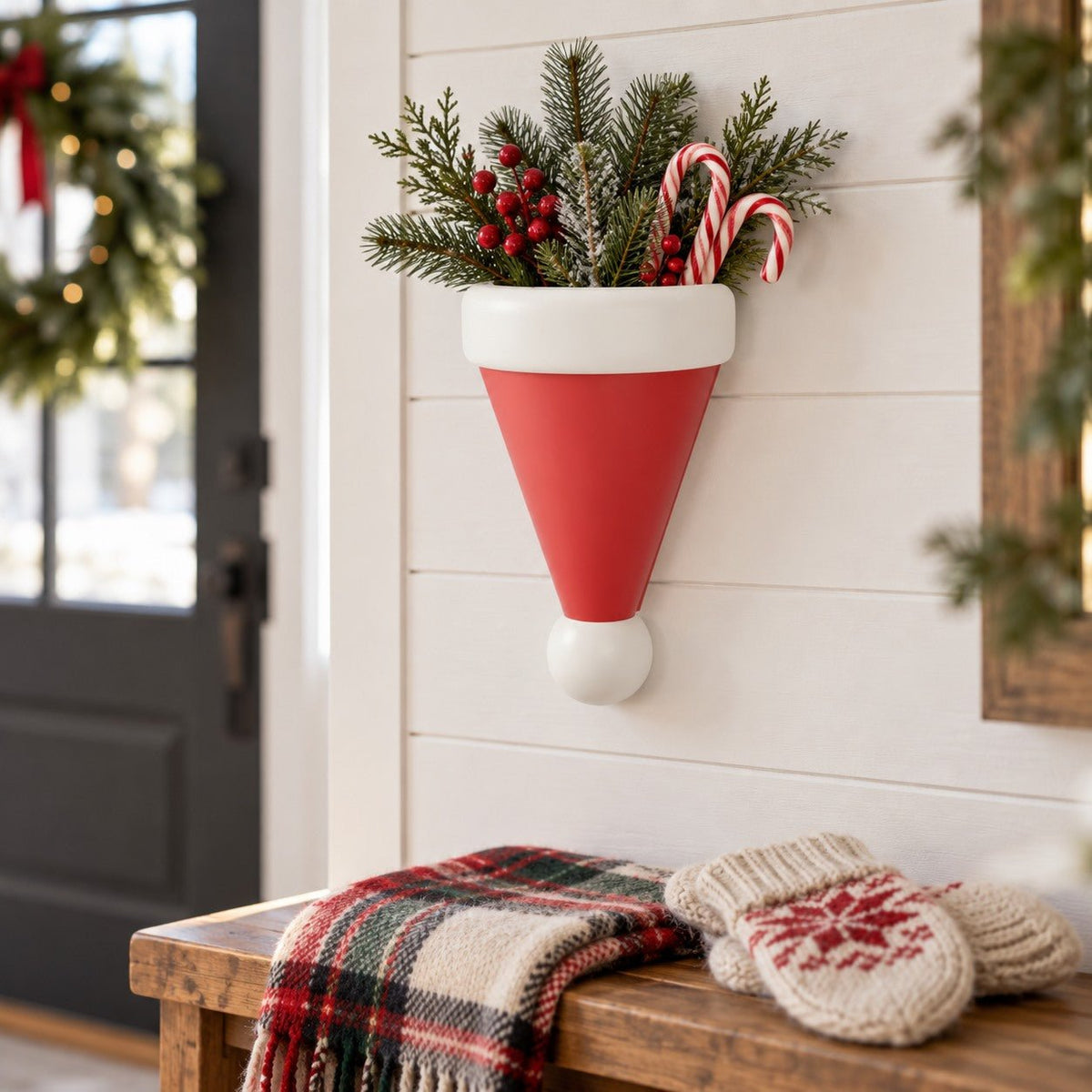 Santa Hat Wall Vase – Hanging Christmas Wall Planter - Northern Foundry
