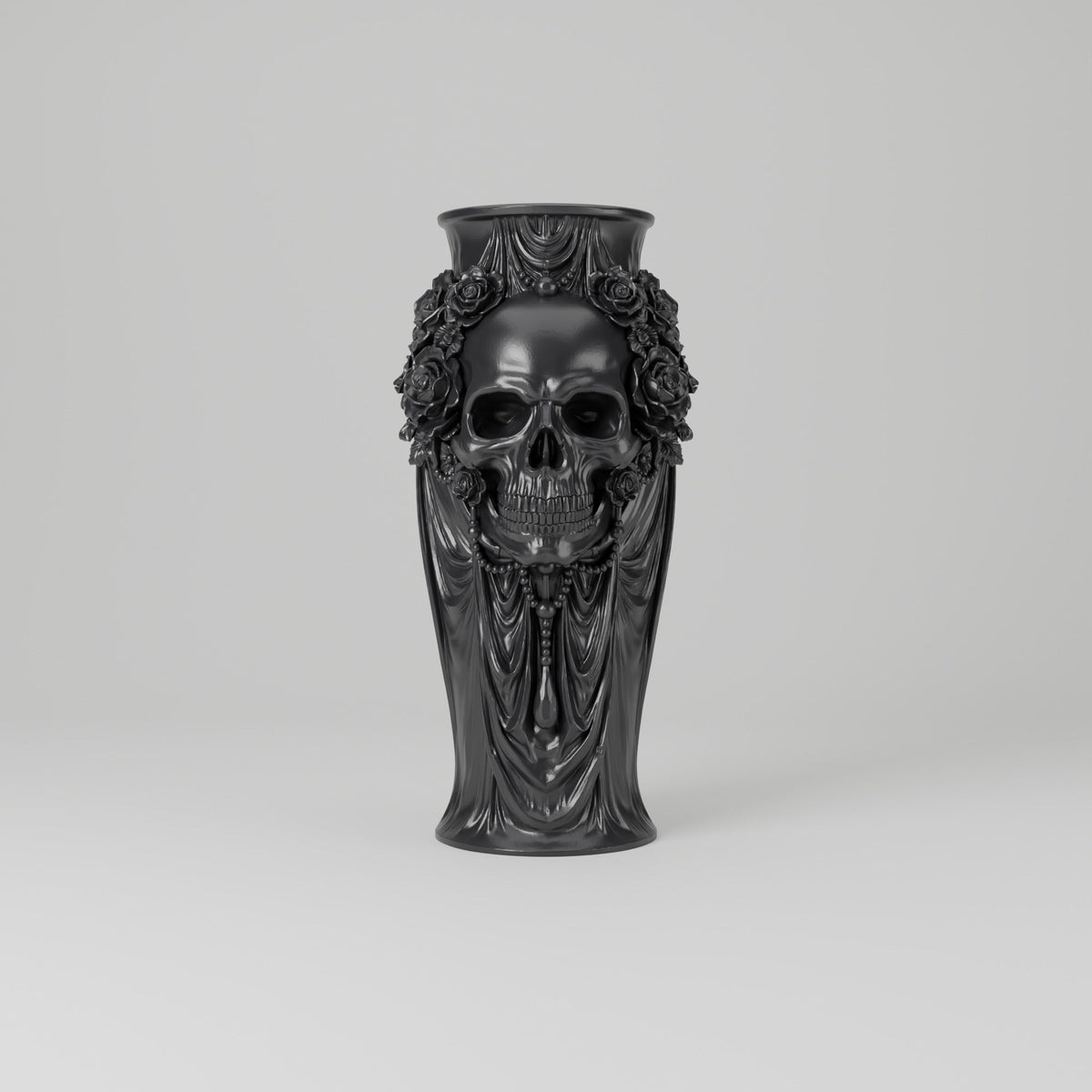 Skull Rose Draped Vase – Gothic Halloween Decor - Northern Foundry