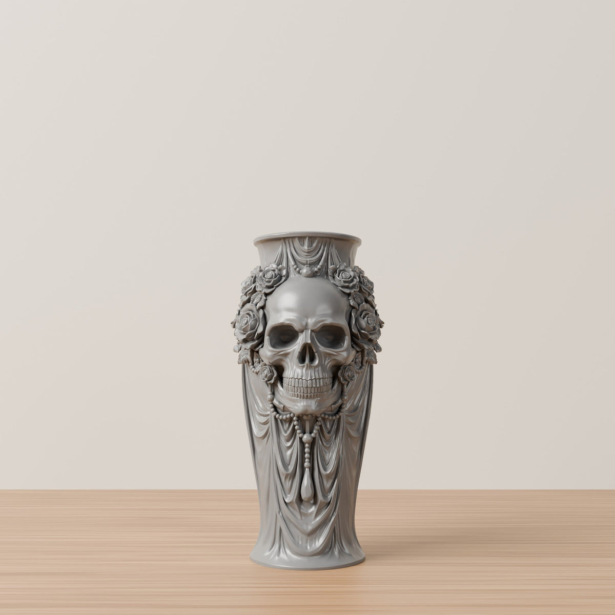 Skull Rose Draped Vase – Gothic Halloween Decor - Northern Foundry