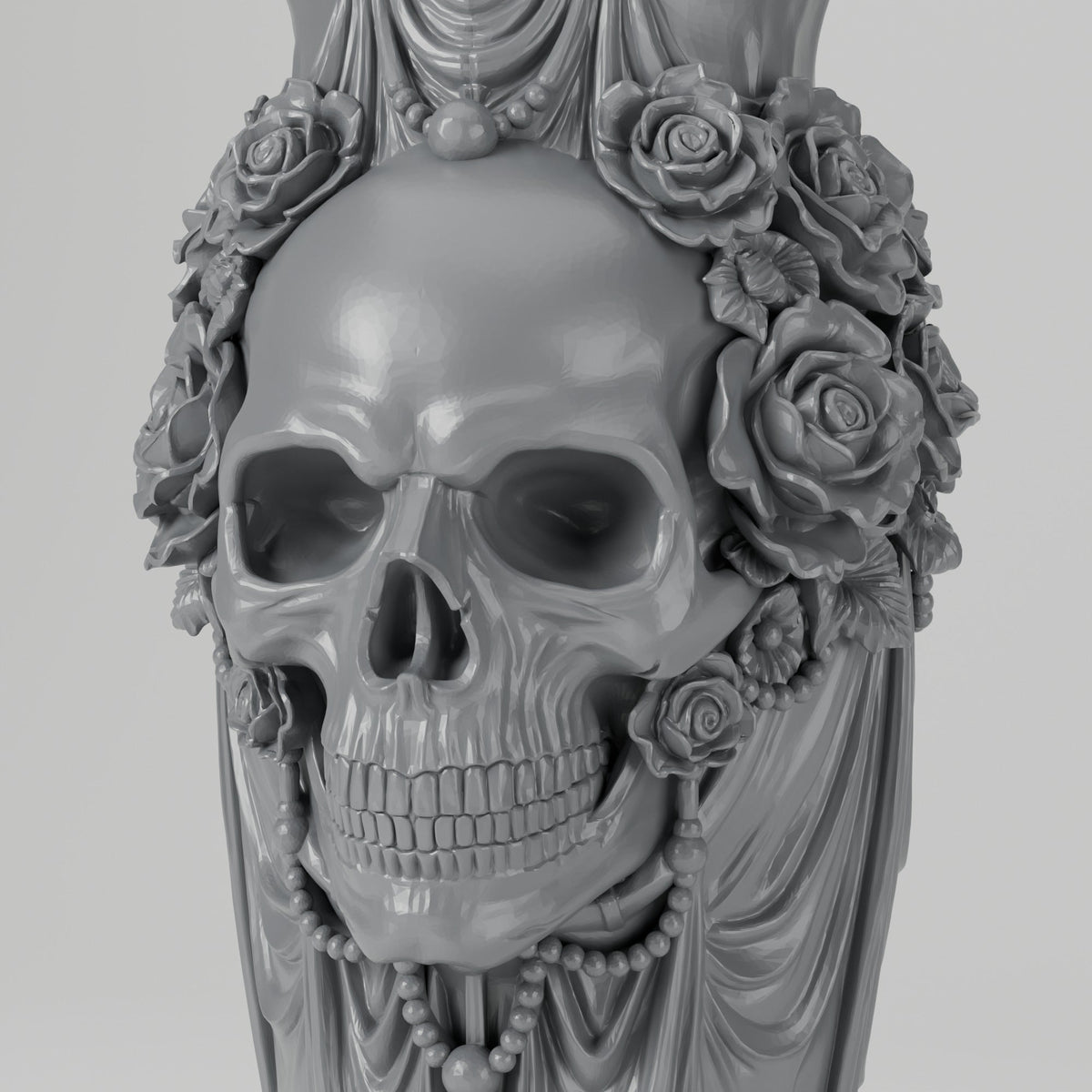 Skull Rose Draped Vase – Gothic Halloween Decor - Northern Foundry