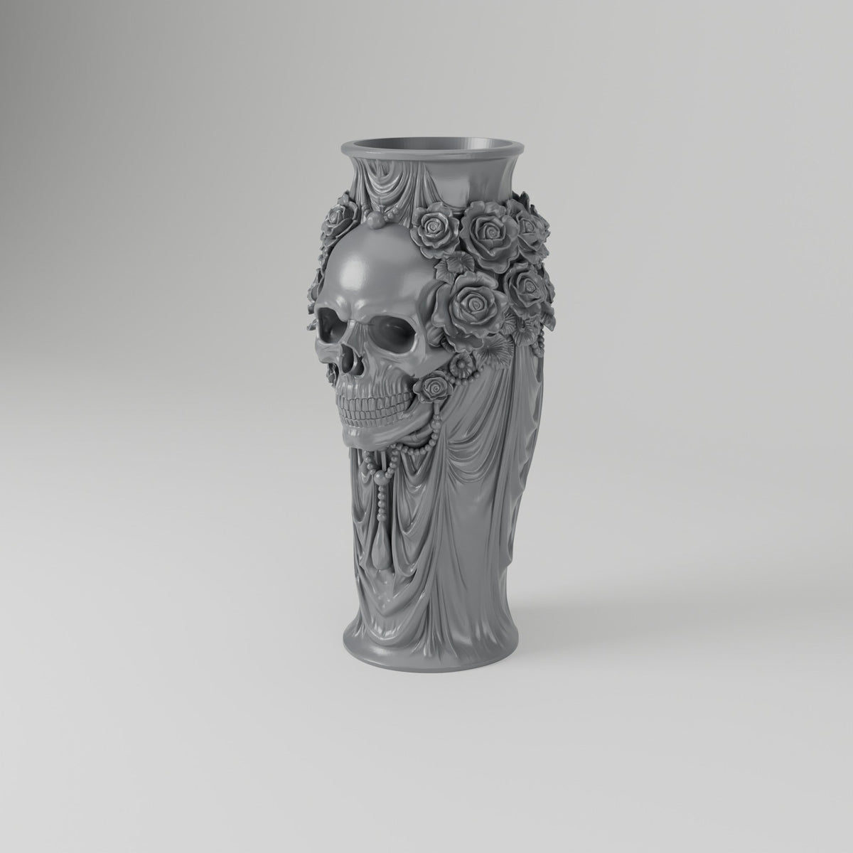 Skull Rose Draped Vase – Gothic Halloween Decor - Northern Foundry