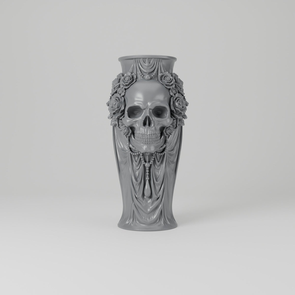Skull Rose Draped Vase – Gothic Halloween Decor - Northern Foundry